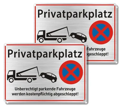 Produktbild von Privatparkplatz Schild Kein Parken 2 Stück 35x25 cm Aluminium Wetterfest mit Klebefläche und Bohrlöchern