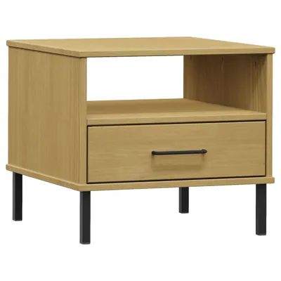 Produktbild von vidaXL Nachttisch OSLO mit Metallbeinen Braun Massivholz Kiefer