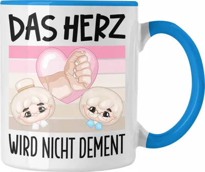 Produktbild von Trendation - Altenpflegerin Tasse Geschenk Frauen Altenpflege Lustiger Spruch Danke Das Herz Wird Nicht Dement (Blau)