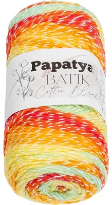 Zdjęcie produktu dla Przędza PAPATYA Bawełna BLEND batik - 100 g / 225 m - biała, żółta, jasnozielona