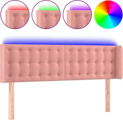 Produktbild von vidaXL LED Kopfteil Rosa 147x16x78/88 cm Samt