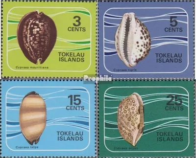 Produktbild von Briefmarken Tokelau 1974 Mi 34-37 (kompl.Ausg.) Jahrgang 1974 komplett postfrisch Porzellanschnecken