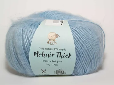 Immagine prodotto di Mohair Thick Art'is Yarn 70% mohair, 30%.poliacrilico | Filato soffice e voluminoso (50 g - 175 m) (163 blu)