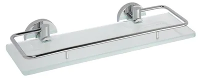 Produktbild von Sapho X-ROUND E Glasablage mit Reling, 300x130mm, Milchglas, Chrom