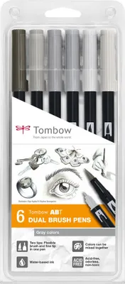 Image de Tombow Painter double fibre "DUAL BRUSH PEN ABT" 6er Gray Colors