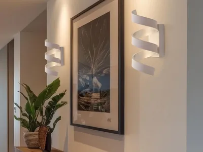 Produktbild von LED Wandleuchten 2er Set Weiß Silber indirekte Beleuchtung Wohnzimmer Lampen