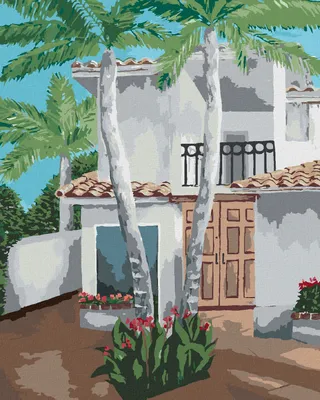 Produktbild von Zuty - Malen nach Zahlen - PALMEN AM SOMMERHAUS, 40x50 cm, ohne Keilrahmen
