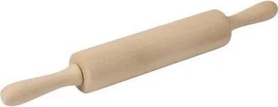 Produktbild von Zodiac Teigroller mit Griffen aus Gummibaumholz - 40 cm Lang, 5 cm Dick