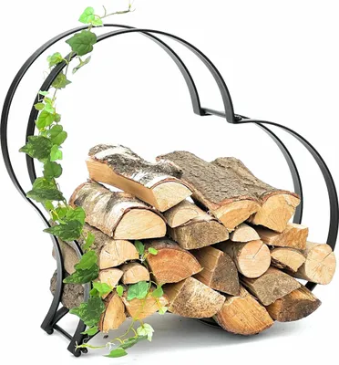 Produktbild von DanDiBo Kaminholzregal Innen Metall Schwarz Kaminholzständer Herz 96322 Holzkorb Kaminholzhalter Feuerholzregal Holzregal