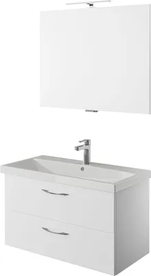 Produktbild von Badezimmer Set mit Metallgriffen in weiß Glanz VILLATORO-66, B/H/T ca. 90/200/45 cm