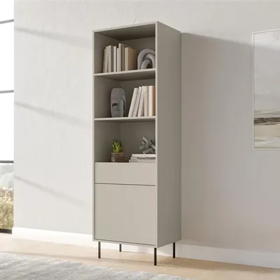Produktbild von Pioraco - Bücherregal, 60x39x184h cm Beige, eine Schublade