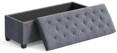 Obrázek produktu pro Úložná lavice – lavice a podnožka – s nohami – do obývacího pokoje – vyžaduje montáž – tmavě šedá