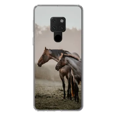 Produktbild von MuchoWow® Handyhülle Schutzhülle Hülle für Huawei P40 Lite Pferde - Nebel - Wiese Silikon Softcase Handy Hülle - Handy