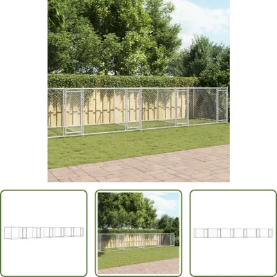 Obrázok produktu pre The Living Store Psia búda s dvierkami Sivá 12x2x1,5 m Pozinkovaná oceľ