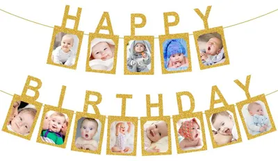 Productafbeelding van Fotogirlande voor Verjaardag met 'Happy Birthday' en Glitters