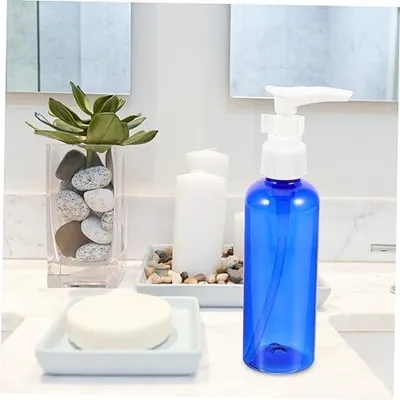Produktbild von 10 blaue Shampoo-Spenderflaschen mit Pumpe, 100 ml, für Reisen