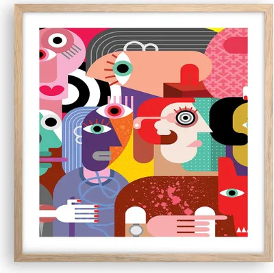 Produktbild von Gerahmtes Poster - Rahmen in heller Eiche - Abstraktion modern - 50x50 cm - Wand Bild - Wanddeko - Wandbilder - Wandposter - Bilderrahmen - Bilder - Kunstdruck - Wandbild - P2NAC50x50-3624