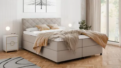 Produktbild von BOXSPRINGBETT Diamaro 160x200 cm mit Bettkasten und Topper - Dunkelbeige