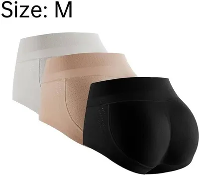 Produktbild von 3 STÜCKE Damen Figurformende Miederhose, Miederhose Gepolsterte Hüfte Enhancer Nahtlose Formgebung, Miederhose mit hoher Taille, Schwarz+beige+weiß, M