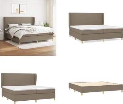 Imagen del producto de vidaXL Base de cama con somier y colchón, color taupe, 200x200 cm, tapizado en tela - Base de cama con somier - Camas con somier - Cama - Muebles de dormitorio