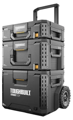 Produktbild von Toughbuilt STACKTECH TB-B1S3-B-70R Werkzeugkisten Set mit Rollen 3 tlg. IP65 86 x 56 x 40 cm