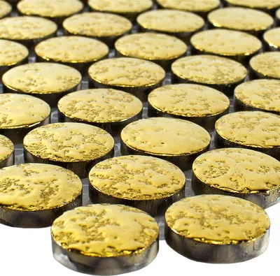 Produktbild von Keramik Knopf Effekt Mosaik Fliesen Meneksche Gold