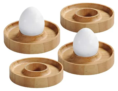 Eierdopjes aus FSC-Bambus, natur, 4 Stück