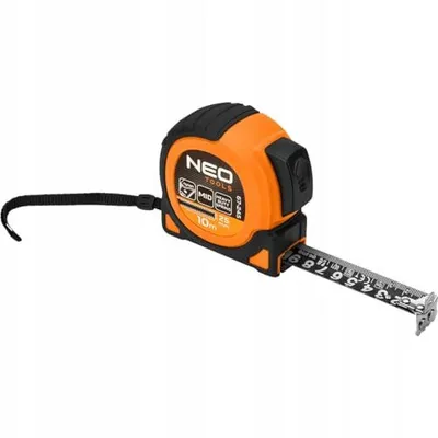 Produktbild von NEO TOOLS Professional Maßband 70m x 25mm - Schwarz Nylon-Stahlband - Magnethaken- 2 Stopp-Tasten - Doppelseitige Skala - Automatischer Bandstopp
