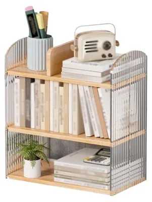 Produktbild von Bücherregal mit Kunststoff-Trennwand, Schreibtisch-Organizer