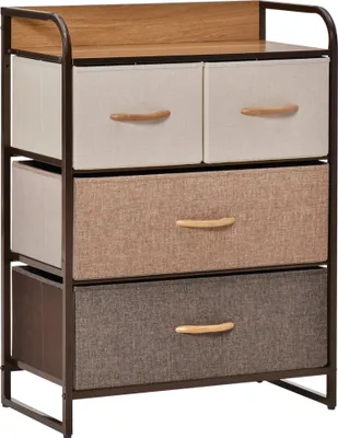 Image de HOMCOM Commode Meuble de Rangement 4 tiroirs en Tissu 58 x 29 x 78,5 cm multicolore