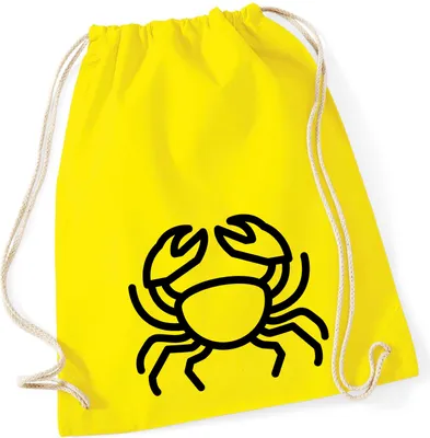 Produktbild von Huuraa Turnbeutel Krebs Sternzeichen Symbol 12 Liter Yellow Baumwolle Rucksack Geschenkidee