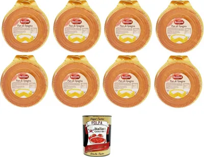 Produktbild von Forno Bonomi Pan Di Spagna Pronto da farcire tre strisce Füllfertiger Biskuitkuchen mit drei Streifen 8x 400gr + Italian gourmet polpa 400g