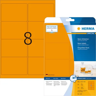 Produktbild von HERMA - Etikett 5145 99,1x67,7mm fluoreszierendes Orange 160 Stück