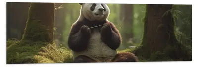 Productafbeelding van Vlag - Panda - Dier - Bos - 120x40 cm Foto op Polyester Vlag
