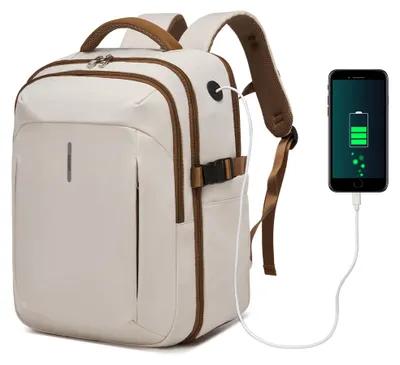 Produktbild von KONO Handgepäck Rucksack 40x30x20 Flugzeug Reiserucksack, Beige