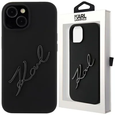Produktbild von Karl Lagerfeld iPhone 15 Back cover case - KARL SCRIPT LOGO - Black