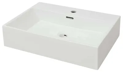 Image de vidaXL Lavabo avec trou pour robinetterie céramique blanc 60,5x42,5x14,5 cm