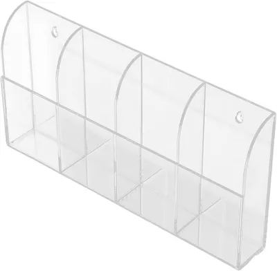 Aufbewahrungsbox mit 4 Fächern für Fernbedienungen und Mobiltelefone - Wandmontage - Für Home Office und Wohnzimmer - Acryl