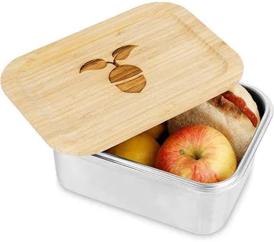 Produktbild von Edelstahl-Lunchbox 1500ml mit Holzdeckel