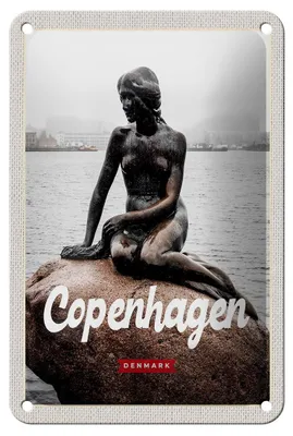 Produktbild von Blechschild Reise 12x18cm Copenhagen Denmark Meerjungfrau Dekoration