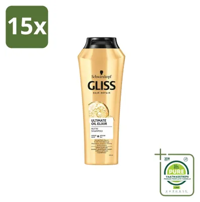Productafbeelding van 15 x Gliss Kur Ultimate Oil Elixir Shampoo - 250 ml - Grote verpakking - 15 stuks