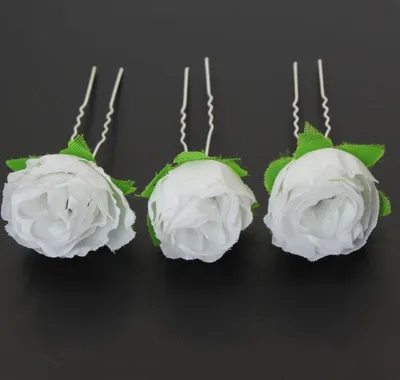 Produktbild von 3 weiße Rosen Haarnadeln Braut Kommunion Hochzeit Haarschmuck