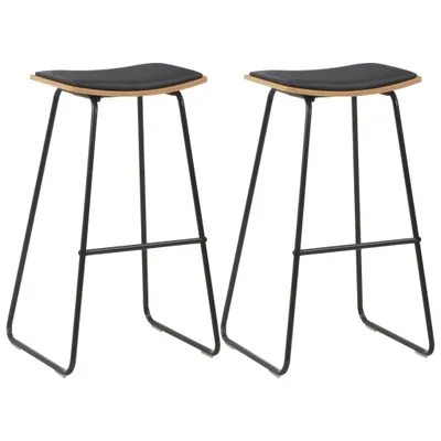 Image de Tabourets de bar lot de 2 noir similicuir