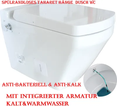 Produktbild von Bien NEPTÜN NANO Spülrandlos Hänge Wand Dusch Taharet Wc integr. Hebelmischer Kalt & Warmwasser mit Soft-Close Wc Deckel