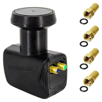 Produktbild von PremiumX Twin LNB SAT für 2 Teilnehmer DVB-S2 HD 4K inkl. 4x F-Stecker