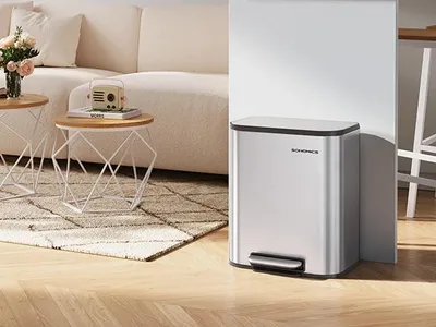 Produktbild von Küchen-Mülleimer - Treteimer Abfalleimer 20 l - Mit Deckel - Fußpedal - Silber