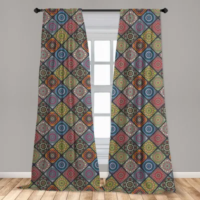 Produktbild von Abakuhaus, Fenstervorhänge, Kreise in Rectangles, 2-Panel-Set, 150 x 175 cm