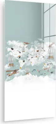 Produktbild von MuchoWow Glasbilder - Bilder auf Wandbild - Foto auf Glas Weltkarte - Kind - Flugzeug 60x120 cm Wanddekoration aus Glas - Acrylglasbild - Acrylbilder - Schlafzimmer - Bilder