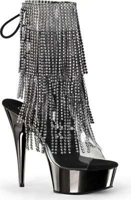 Produktbild von DELIGHT-1017RSF Damen Booties von Pleaser, Transparent Schwarz Silber, EU 35, US 5