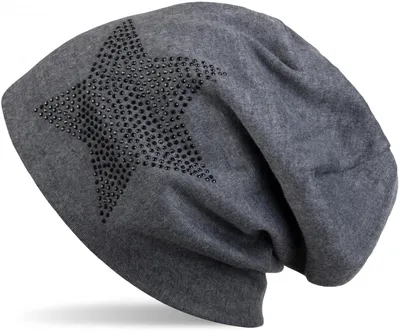 Produktbild von styleBREAKER klassische Uni Beanie Mütze mit Stern Strass Applikation, warm 04024023